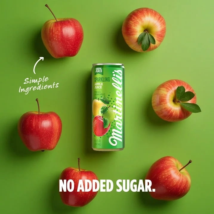 Martinelli’s 100% Juice Apple Sparkling – 8.4 fl oz Can, 12 Pack