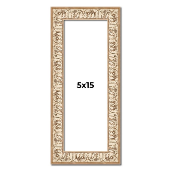 5x15 Frame White Real Wood Picture Frame Width 1.5 Inches Interior Frame Depth 0.5 Inches Aurora