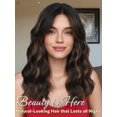 thumbnail image 6 of Lightweight Short Wavy Bob Wig with Curtain Bangs for Women -  Looking Synthetic Wig for Daily Wear, Beginner Friendly 14 Inch Heat Resistant Fashion Wig (Black with Brown Highlights), 6 of 6
