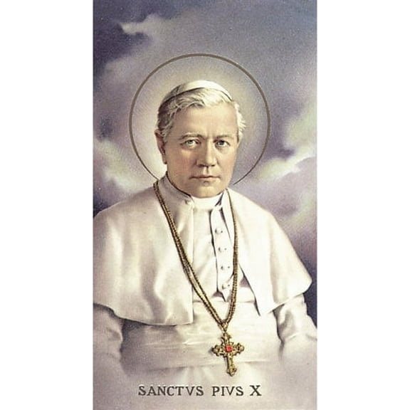 Saint Pius X Paper Catholic Prayer Holy Card with Blank Back, Pack of 100