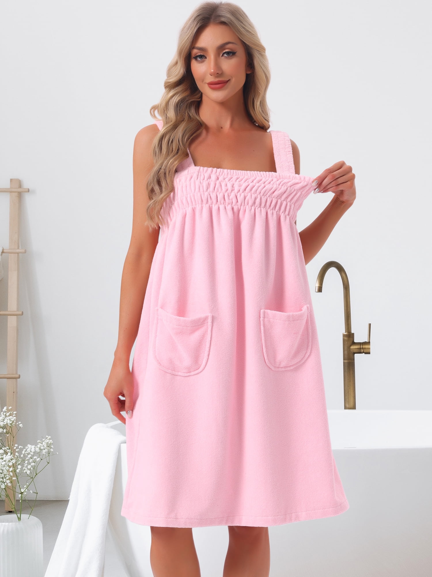 DARING DIVA Women's Wearable Bathrobe Spa Towel L Pink
