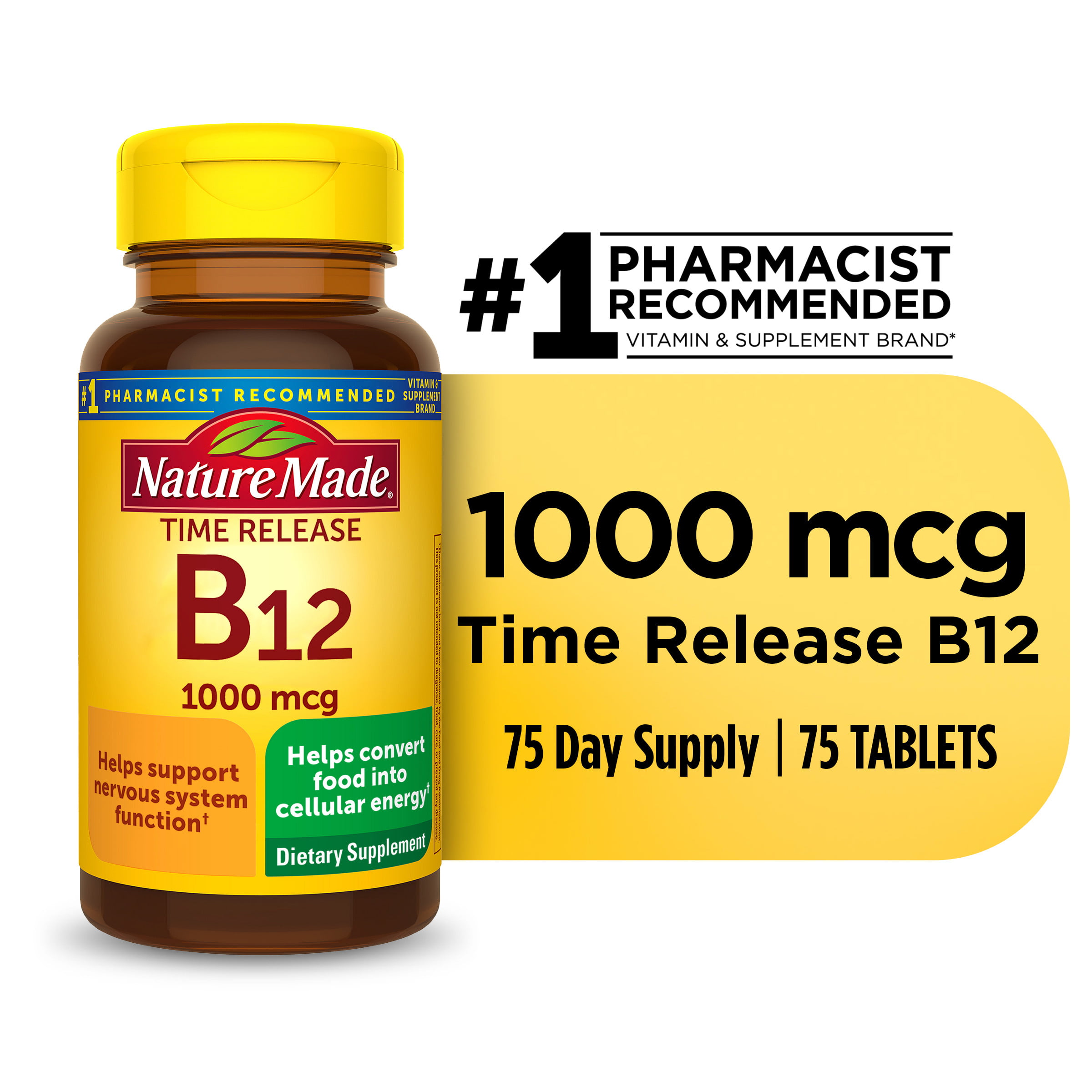 Nature Made Vitamin B12 1000 Mcg Time Release Tablets 75 Count Free