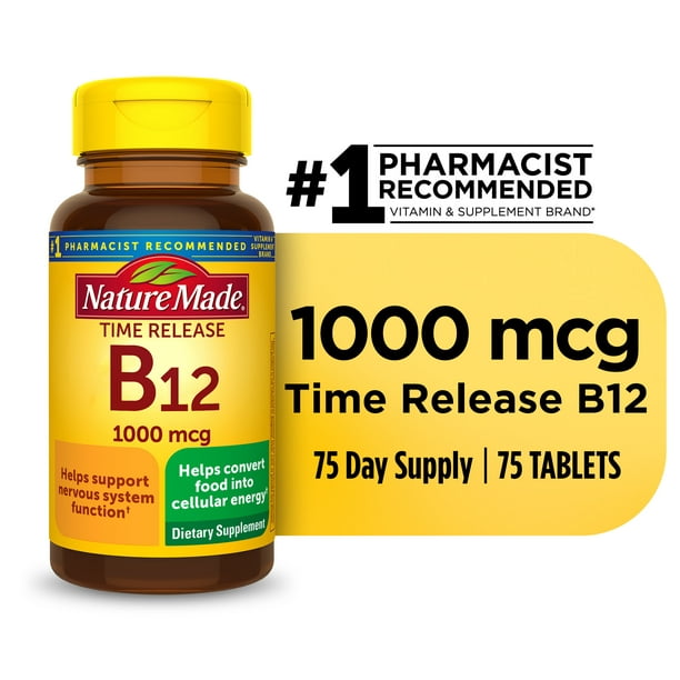 over het algemeen preambule woede Nature Made Vitamin B12 1000 mcg Time Release Tablets, 75 Count -  Walmart.com