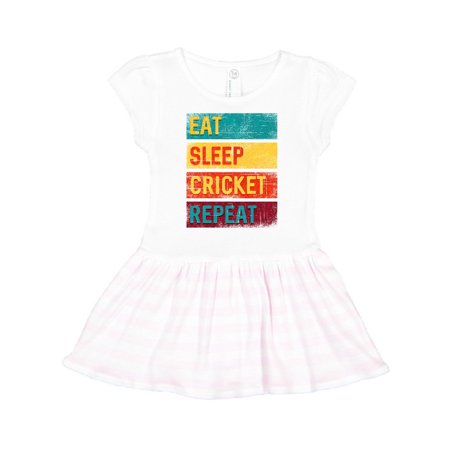 

Inktastic Cricket Sports Eat Sleep Cricket Repeat Gift Toddler Girl Dress