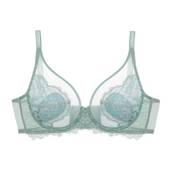 Shaper Bra Cami Women's Sheer Lace Underwire Bra V-Neck Adjustable Straps, Lightweight Breathable Elegant No Padded Bralette Mint Green XL