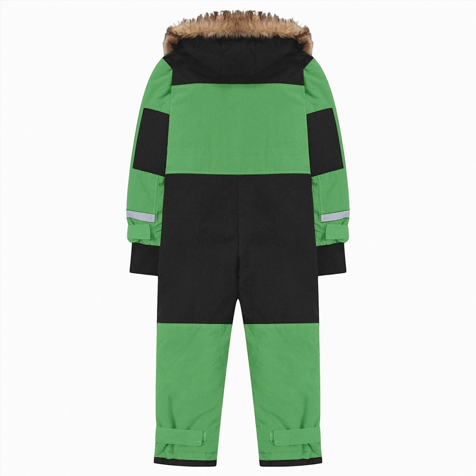 Gubotare Kids Snow Suit Kids Girls Boys One Piece Snowsuits Ski Suits High Collar Hood Double Zipper Jumpsuits Winter Waterproof Jackets Size 6-7 (Green,6-7 Years)