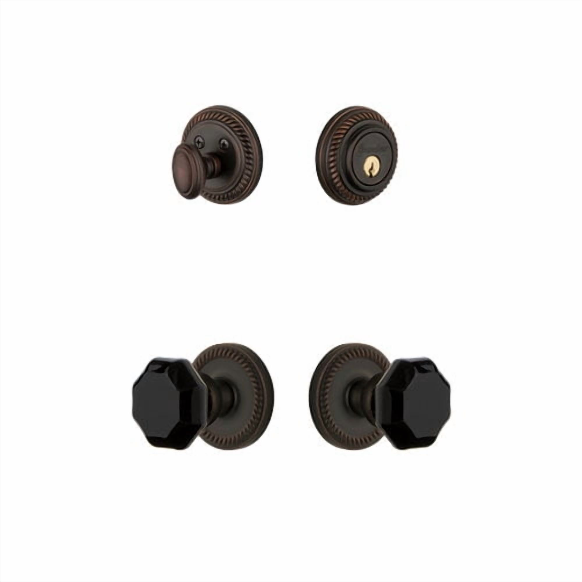 Grandeur Newport Rosette Single Cylinder Knob Combo Pack with Lyon Knob and matching Deadbolt