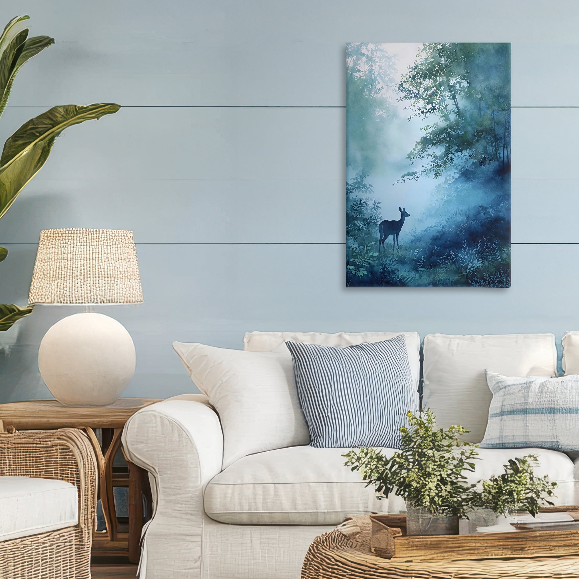 Stupell Industries Blue Dawn Deer in Mist Canvas Wall Art, design by Franklyn Gregory