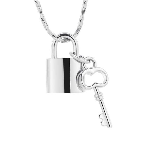 Constantlife Steel Lock & Key Cremation Pendant Small Urns For Ashes Keepsake Mini Urn Necklace
