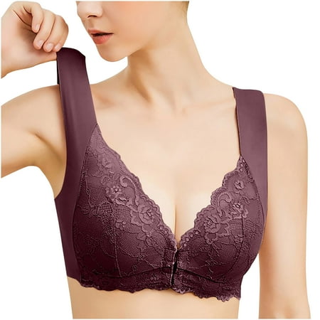 Bigersell Cotton Bras for Women Support Wireless Bra Ladies Bra Sets Balconette Bra Style B92 Plus Size Bras for Women Pullover Bra Sports Bra for Women Girls Hook & Eye Bra Closure   Wine XL