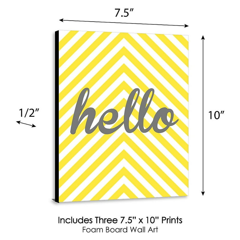 Big Dot of Happiness Hello Little One - Yellow and Gray - Baby Girl or Boy Nursery Wall Art and Kids Room Decorations - Gift