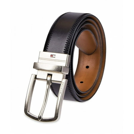 UPC 017149195634 product image for Tommy Hilfiger Men s Feather Edge Reversible Belt with Stitch Black-Tan W32 | upcitemdb.com