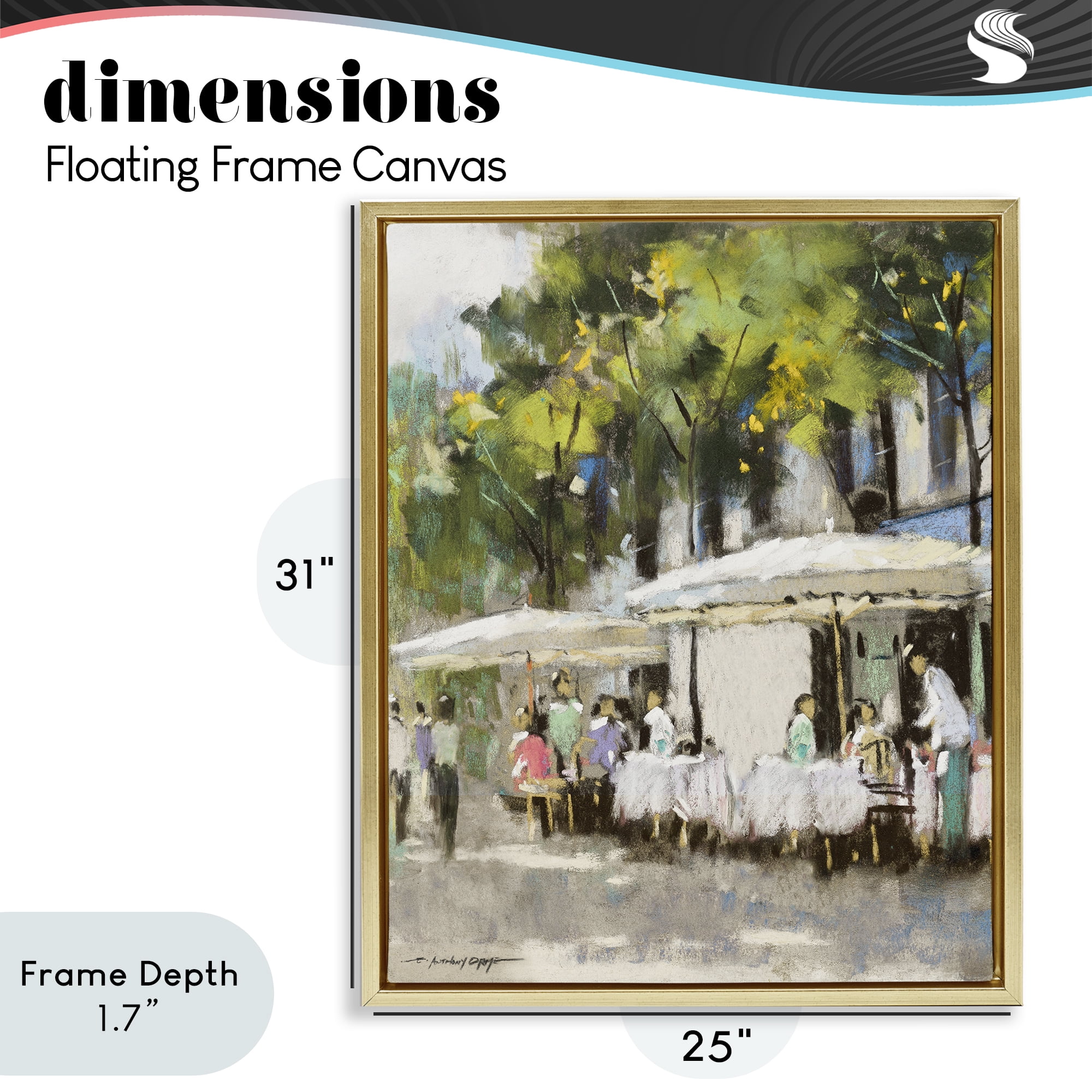 Stupell Industries Sunny Street Cafe Dining Gold Framed Floater Canvas Wall Art, design by Anthony Orme