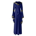 thumbnail image 5 of LYXSSBYX Womens Long Sleeve Dress Hot Sale Clearance Fashion Women Solid Long-sleeved Retro Hooded Long Sleeve Dress Square Tie, 5 of 6