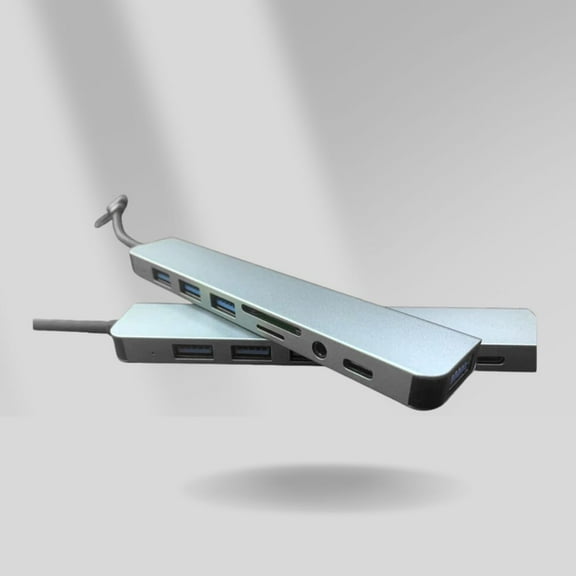 Ethos 8-in-1 USB C Hub New Type-C Adapter Silver