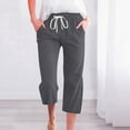 thumbnail image 2 of Women's Casual Wide Leg Capris Spring Summer Loose Fit Solid Color Pants with Pockets and Lace Up Design Comfortable Breathable Stylish, 2 of 2
