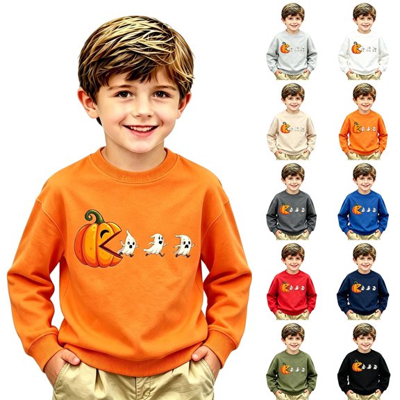Gyexs Kids Halloween Sweatshirt Long Sleeve Tops, Oversized Casual Cute, Festival Outerwear