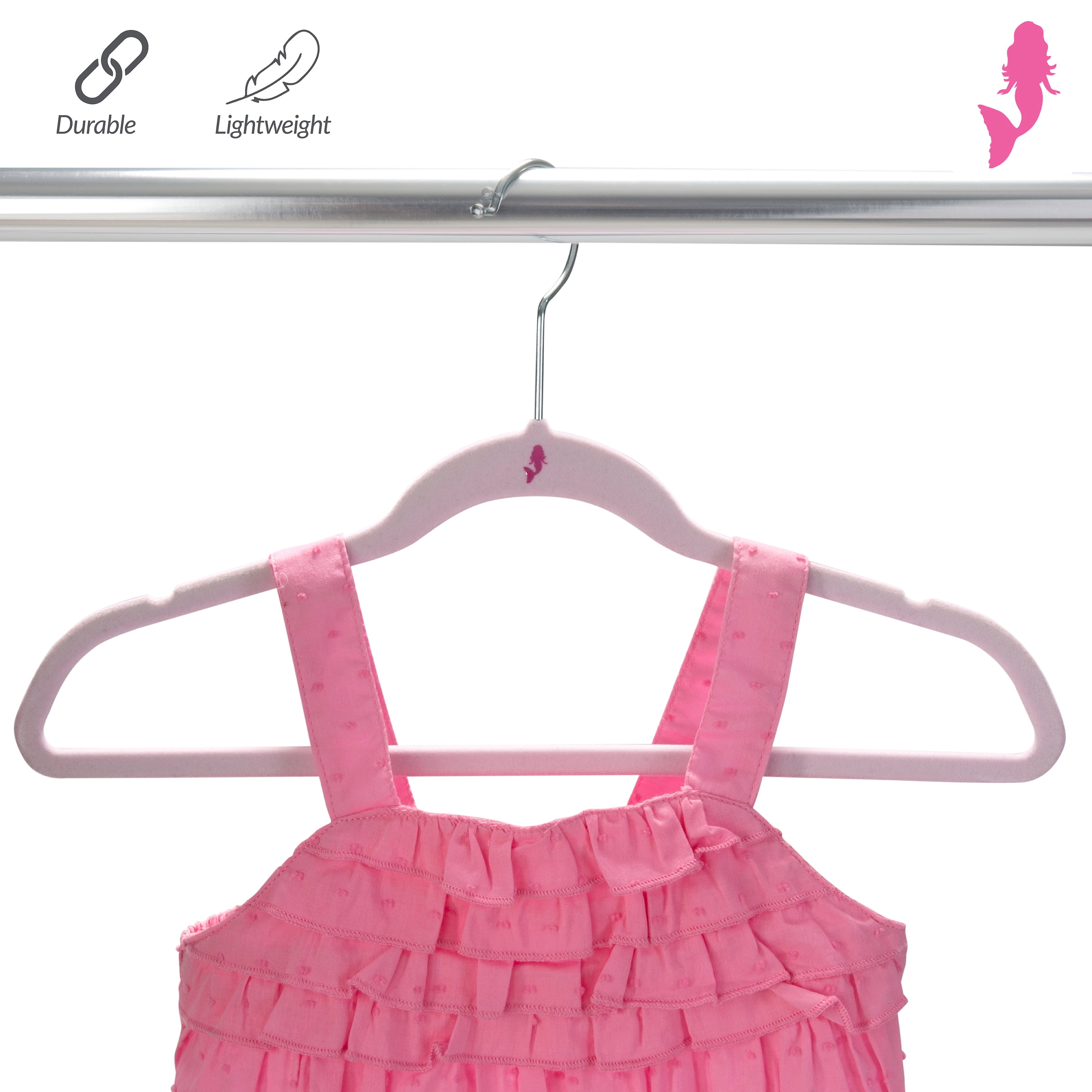 Simplify Kids 50 Pack Velvet Shirt Hangers in Blush