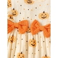 thumbnail image 6 of Elippeo Baby Girls Halloween Clothes 3 6 9 12 Months Long Sleeve Pumpkin Print Ruffle Jumpsuit with Headband, 6 of 9