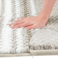 thumbnail image 3 of NOMADIC NOOK 2 Pcs Absorbent Fluffy Chenille Bath Mats, Striped Non Slip Bathroom Rugs Khaki/Green Blue 20" x 32", 3 of 6