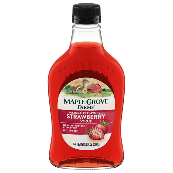 Maple Grove Farms Strawberry Flavored Syrup, Strawberry Syrup, Gluten-Free, 8.5 fl oz Bottle