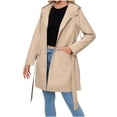 thumbnail image 3 of Ihhxva Windbreaker Jacket for Women Hooded Trench Coat with Pockets Adjustable Waist Women's Longline Lightweight Waterproof Casual Spring Outerwear S-3XL, 3 of 7
