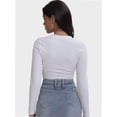 thumbnail image 3 of Women Long Sleeve Scoop Neck Tops Stretch Fitted Casual Tops Tee Slim Fit Fall Going Out Sexy Basic Shirts, 3 of 6