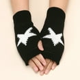 thumbnail image 2 of PMVFHDE Gloves & Mittens Women's Woolen Autumn Winter Outdoor Warm Cold Proof Thickened Printed Half Finger Mittens Black - One Size, 2 of 5