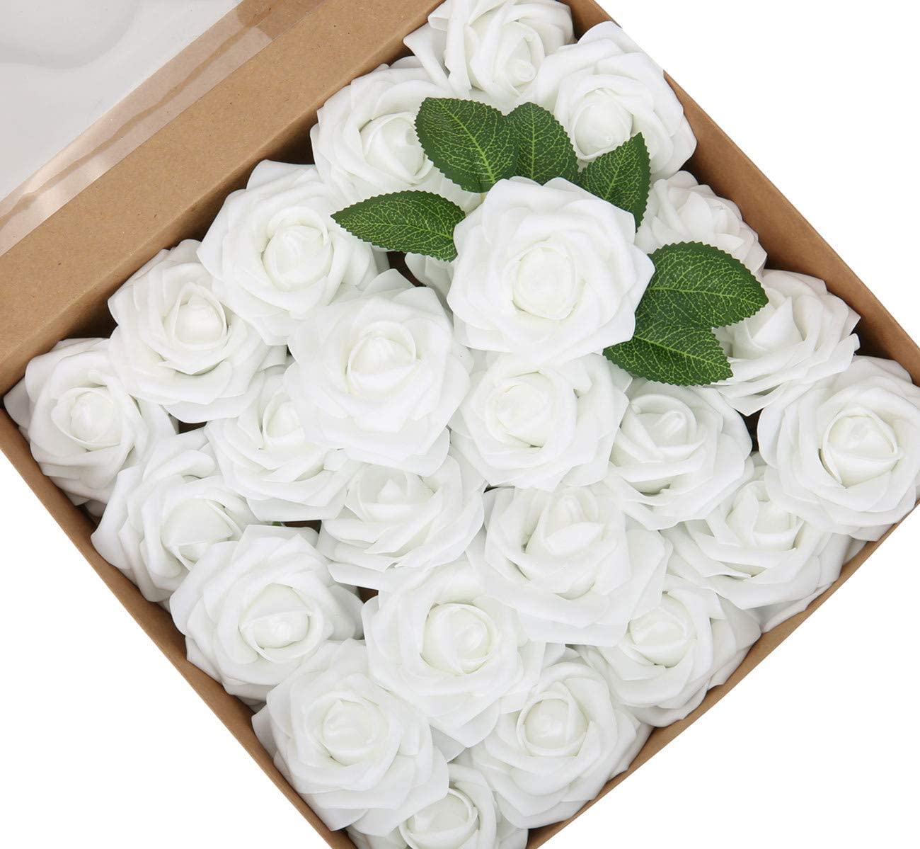 Fake White Roses Artificial Flowers Bulk Real Looking White Faux Rose