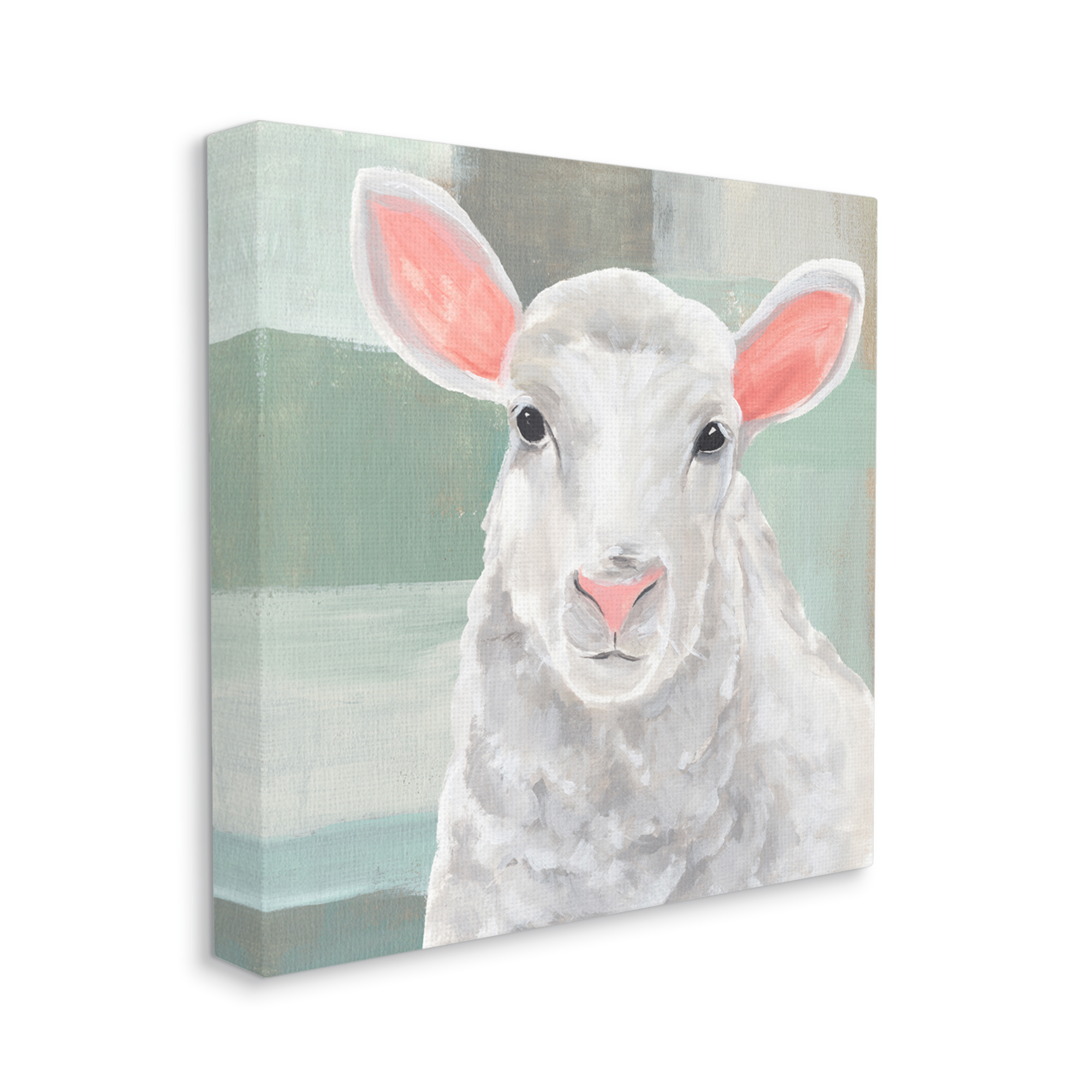 Stupell Industries Happy Lamb Portrait Animals & Insects Painting Gallery Wrapped Canvas Print Wall Art, 24 x 24
