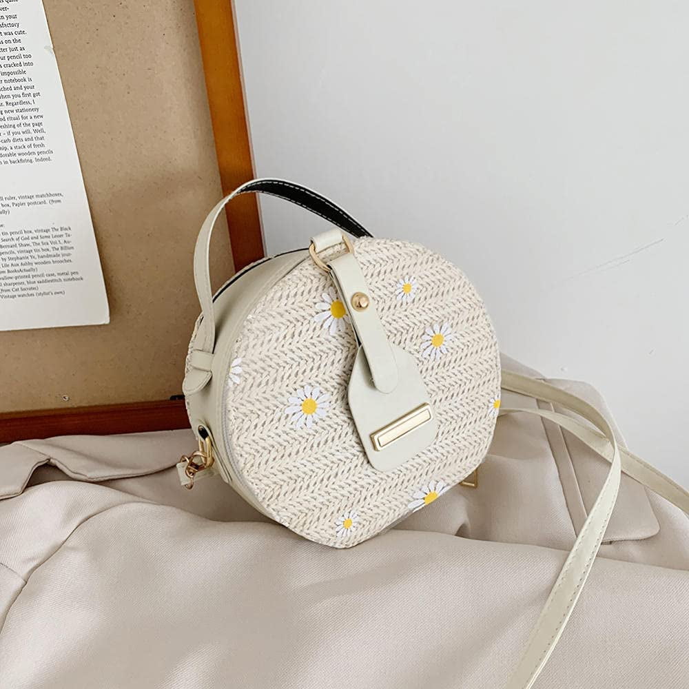 Straw Bags Women Lace Round Bags 
