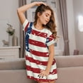 thumbnail image 3 of Honeii Vintage American Flag Print Women's Loose Short Sleeve Nightgown, Soft Cotton Sleepwear, Comfy Loose Fit Pajama Dress for Sleep and Lounge, 3 of 6