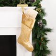 thumbnail image 2 of Northlight 20" Gold Glittered Poinsettia Christmas Stocking, 2 of 6