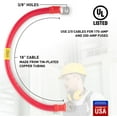 thumbnail image 3 of AWG #2/0 Red Battery Interconnect Cable 18" with 3/8" Lugs ASSEMBLED IN USA, 3 of 4