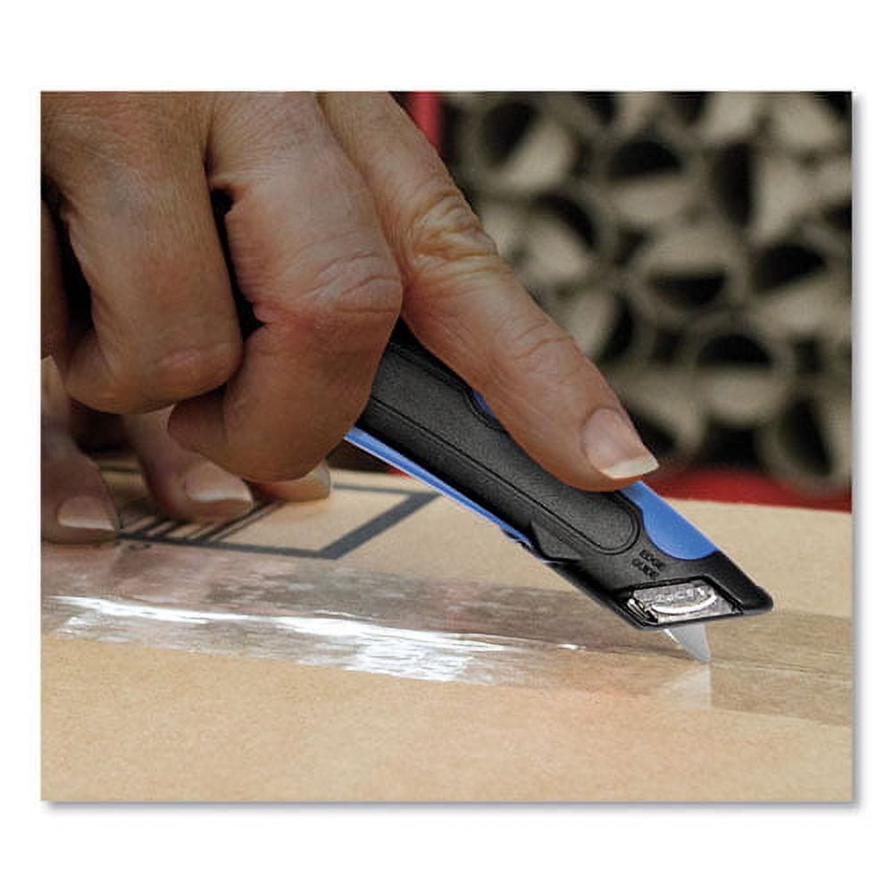 Easycut Cutter Knife W/self-Retracting Safety-Tipped Blade, Black/blue | Bundle of 5 Each