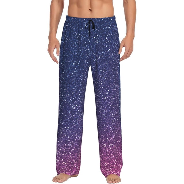 Balery Violet Glitter Pantalones de pijama para hombre, pijama ultraligero, pantalón de descanso-XX-Large