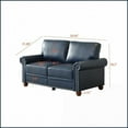 thumbnail image 5 of Navy Blue Faux Leather Loveseat | Round Arm | 2-Person Living Room Sofa with Storage & Silver Nails, 5 of 10