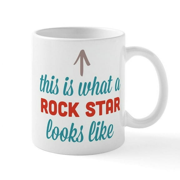 CafePress - Rock Star Looks Like Mug - 11 oz Ceramic Mug - Novelty Coffee Tea Cup