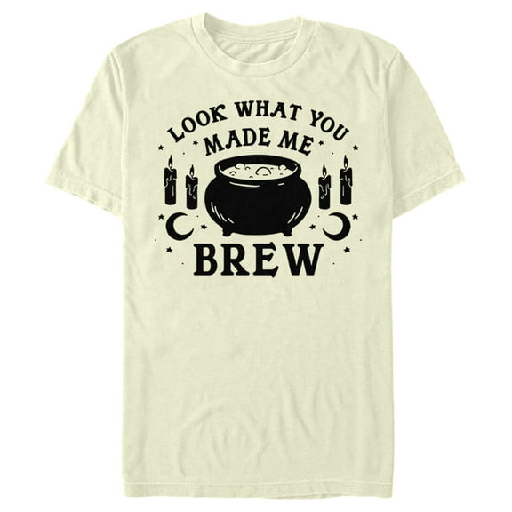 Men's Lost Gods Halloween Look What You Made Me Brew  Graphic Tee Beige 2X Large