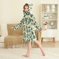 thumbnail image 4 of FORMRS Niños Bathrobe Unisex Hooded Robe Soft Plush Pajamas Sleepwear, Size 10-12T, Green Geometric, 4 of 7