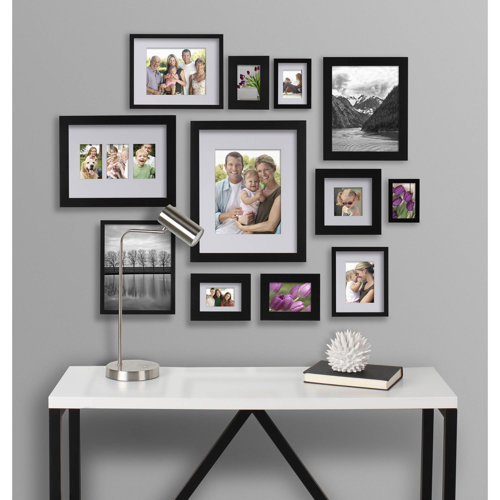 Better Homes & Gardens Gallery 11x14 Matted for 8x10 Wall Picture Frame, Black