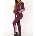 thumbnail image 3 of Ensemble Décontracté pour Femmes à Rayures avec Fermeture Éclair, Manches Longues, Chandail de Sport + Pantalon Long, 3 of 6