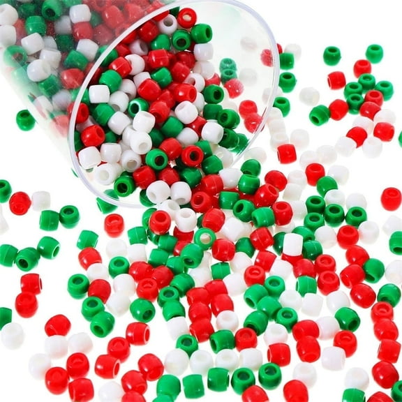 Triani 1200Pcs Red/White/Green Pony Beads for Christmas Decoration DIY Crafts Supplies Bracelets Jewelry Necklace Making DIY Crafts (Christmas Color)