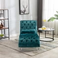 thumbnail image 3 of Newest Elegant Chaise Lounge, Button-Tufted Velvet with S-Shaped Back and Clear Acrylic Legs, Teal, 3 of 13