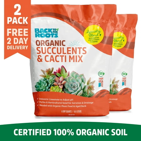 Back to the Roots 6qt Organic Succulents and Cacti Soil (2 packs)