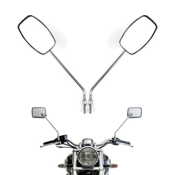 Universal 8mm Chrome Motorcycle Rearview Mirrors for Handlebars, Adjustable Round Side Mirror for Motocross, Scooter, E-bike, Dirt Bike, and Racing Motorbike Accessories