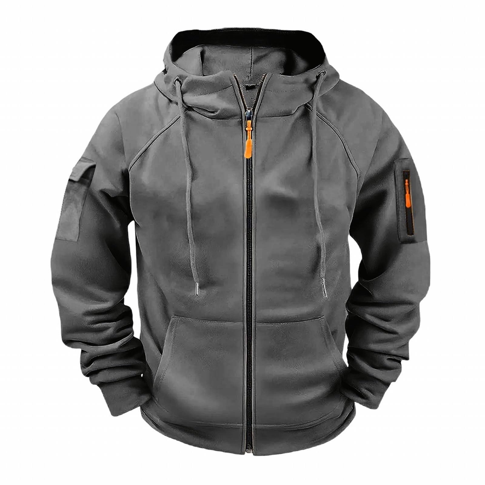 CFLVAEK Full Zip Hoodies for Men Big and Tall Long Sleeve Tactical