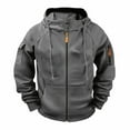 thumbnail image 5 of Momasggi Big and Tall Hoodies for Men Zip Up Tactical Jacket Fall Winter Long Sleeve Hooded Sweatshirt Casual Workout Athletic Outfits with Pockets Dark Gray 2XL, 5 of 6
