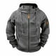 thumbnail image 4 of pstuiky Camisas de manga larga abrigadas para hombre, Chaqueta tipo cárdigan con capucha y cremallera de manga larga de color liso para hombre top de hombre xl, 4 of 5