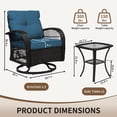 thumbnail image 3 of SHGJ&SOFT 3 Piece Patio Furniture Set, 2 Outdoor Swivel Rocking Chairs with Side Table, Thick Cushions Wicker Glider Chairs, All-Weather Brown Rattan Bistro Set for Porch, Deck, Pool (Blue), 3 of 11